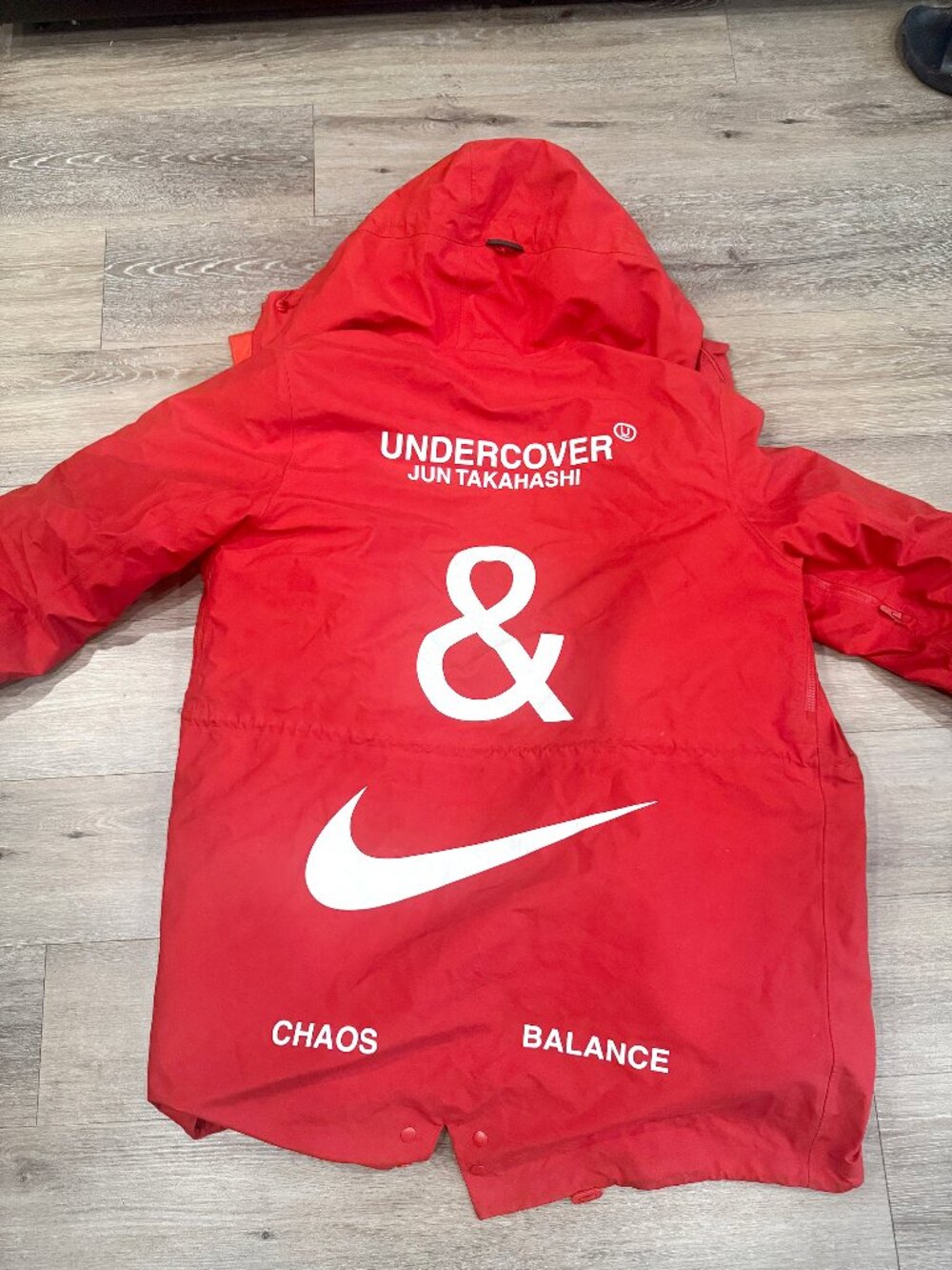 Nike x Undercover Fishtail Parka in 'Sport Red'.    Size XL